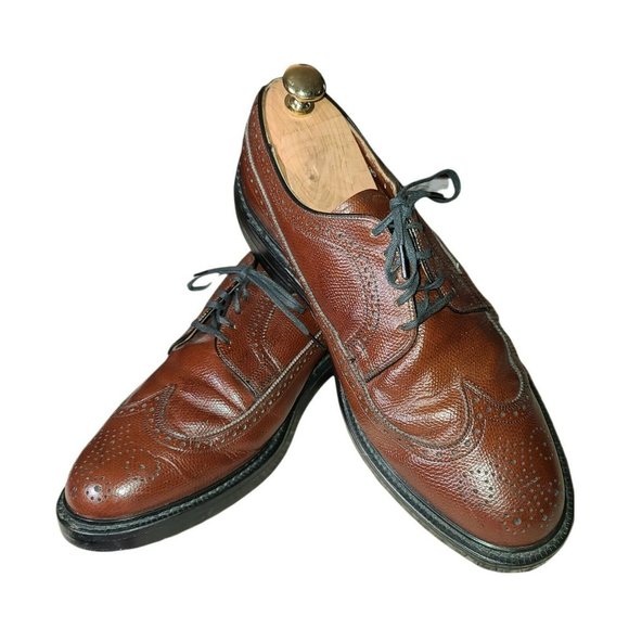 VINTAGE Stacy Adams Gunboats Full Pebble Grain Leather Wingtip 9.5 EEE - Picture 1 of 11